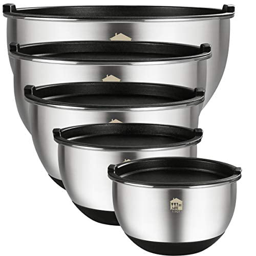 1 5 Size 8 Non-Slip & Stackable Design 3 Wildone Mixing Bowls Nesting Bowls Set of 6 with Silicone Bottoms 0.75 QT For Easy Mixing & Prepping Stainless Steel Mixing Bowls Set 1.7