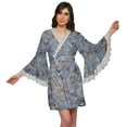 thumbnail image 1 of Moomaya Printed Short Bride Getting Ready&nbsp;Dress&nbsp;Bell Sleeves&nbsp;Bathrobe&nbsp;Women Wrap, 1 of 6