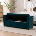 thumbnail image 2 of Storage Bench for Bedroom, 55" End of Bed Bench for King Size Bed, Modern Upholstered Long Ottoman Bench with Arms and 2 Pillows for Living Room/Entryway, 2 of 10