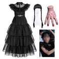 thumbnail image 2 of Disfraz de Cosplay de Wednesday para niña, vestido gótico negro para fiesta de Halloween, novedad de 2023, 2 of 4