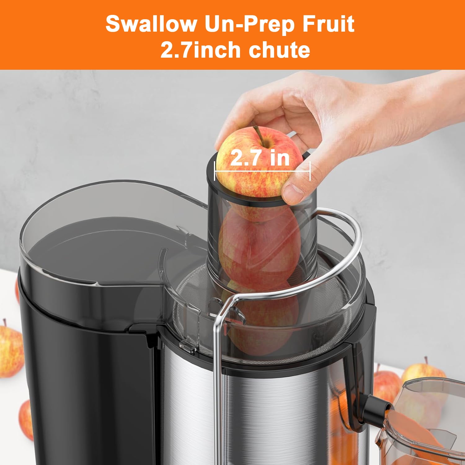 Fylivore Juicer Machine, 800W Centrifugal Juicer Extractor with Wide Mouth 3” Feed Chute for Fruit Vegetable, Easy to Clean, Stainless Steel, BPA-Free