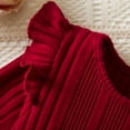 thumbnail image 5 of IWEMEK Long Sleeve Dress for Girls Pleated Round Neck Vintage Red Dresses Xmas Party Dress Comfy Knitted Outfit Set 3T, 5 of 8