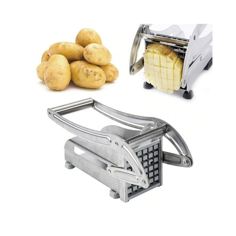 POP AirFry Mate, Commercial Grade Stainless Steel French Fry Cutter,  Vegetable and Potato Slicer, 2 Blade Sizes, Non-Slip Suction Base, Perfect  for
