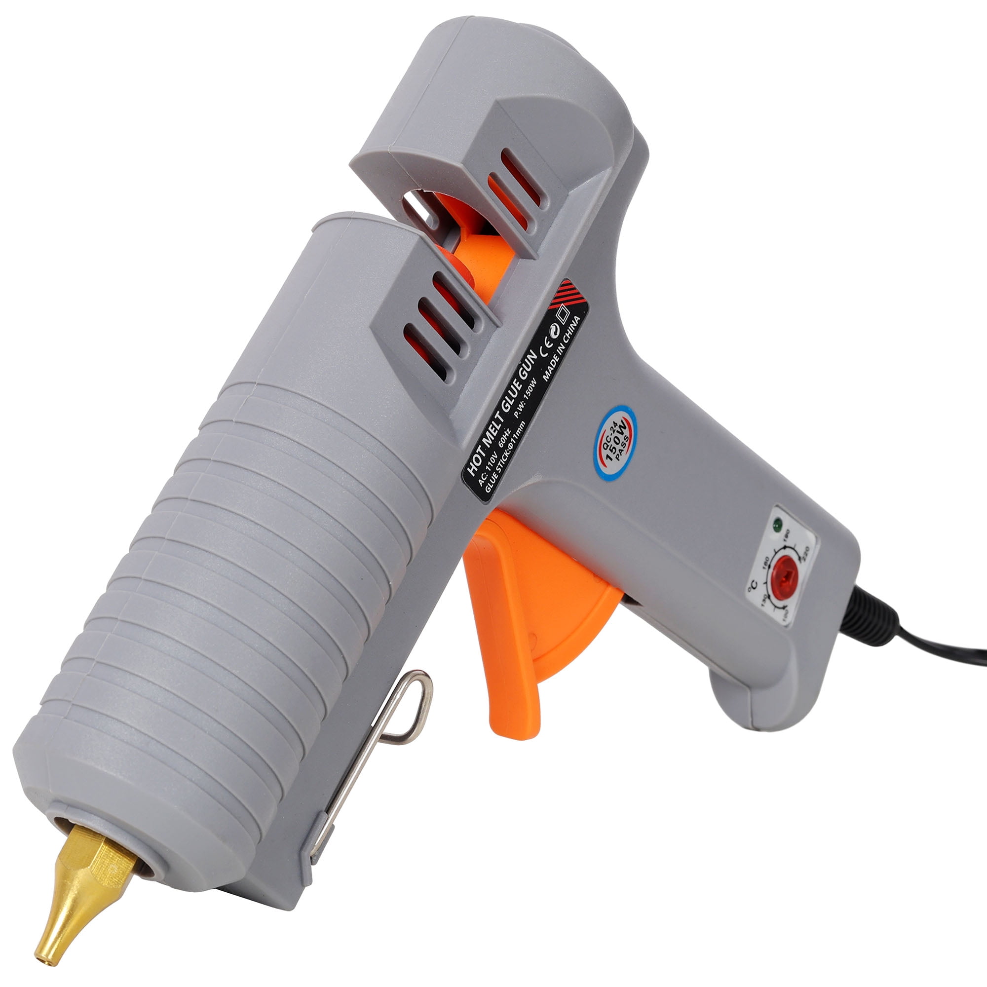 150W Hot Glue Gun, Temperature Adjustable Professional Glue Gun with 6 Copper Nozzles, DIY Craft Repair Thermo Tool with 6Pcs Highly Viscous Glue Sticks, with Black Storage Bag