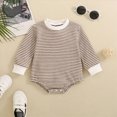 thumbnail image 2 of TOWED22 Unisex Baby Boy Girl Romper Waffle Onesie Clothes Long Sleeve Bubble Oversized Romper Bodysuit Top,Brown,3-6 M, 2 of 9