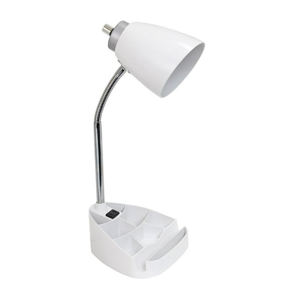 Lampe de bureau feux de la rampe Organisateur col de cygne avec support de tablette pour iPad Support de livre et prise de charge, blanc