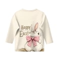thumbnail image 4 of YOUYEDIAN Girls 3/4 Sleeve Easter Tops Kids 2026 Festival Cute Bunny Graphic Shirts Holiday Casual Funny Cotton Outfits (Beige, 8-9 Years), 4 of 4