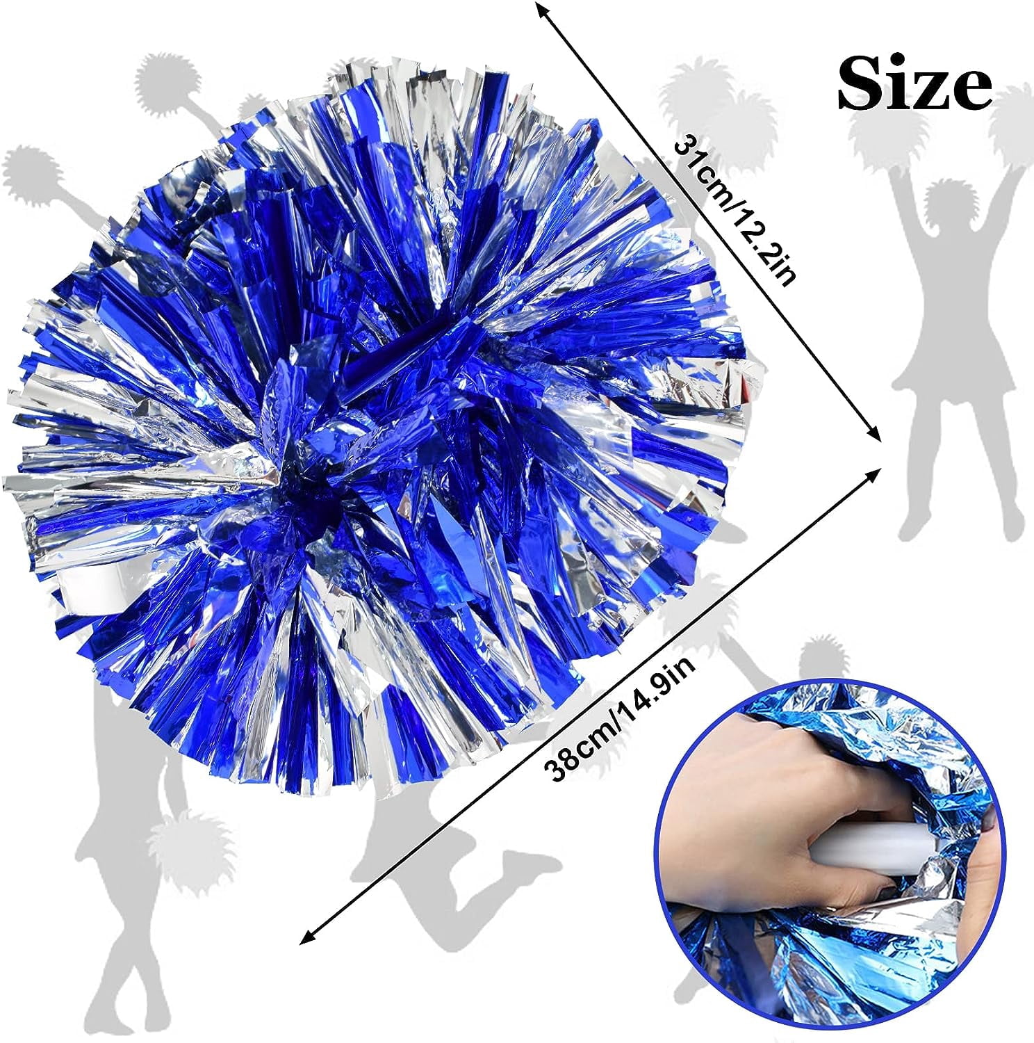 LINLIN Pom Poms Cheerleader 2 Pieces Metallic Cheerleading Pompons Flower Ball, Aerobics Cheerleading Pom Poms, for Sports Dance Cheerleading Pompons Plastic