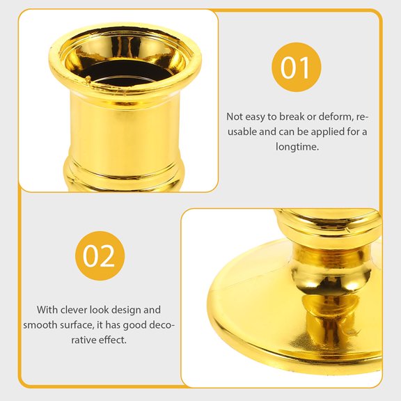 ibasenice Set of 10 Golden Plastic Candle Holders for Desktop, Party Decorations, and Home Candle Stand Display