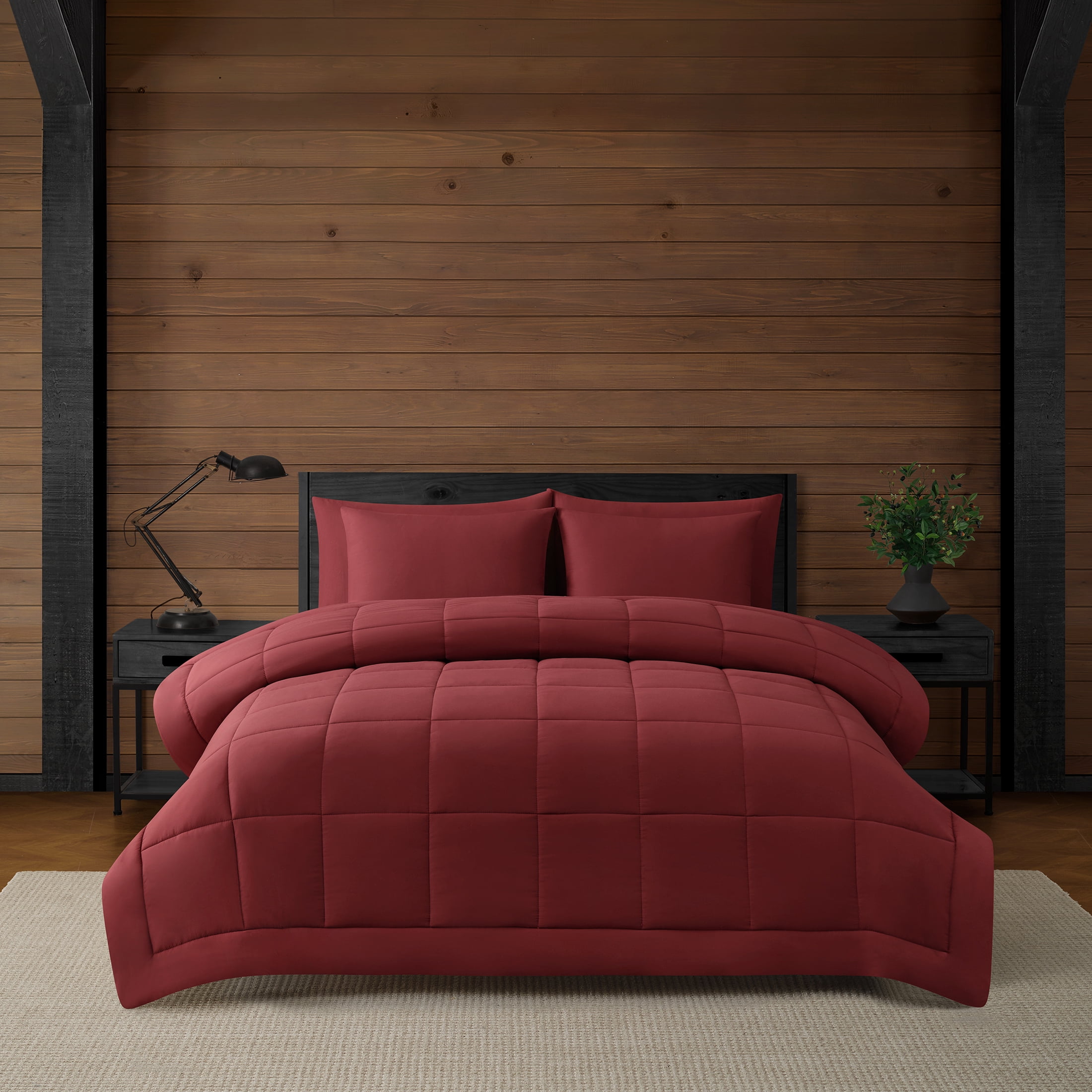 Pawz 3-Piece Fleece Comforter Set with Pillow Shams, Soft and Warm, Red Plaid, King
