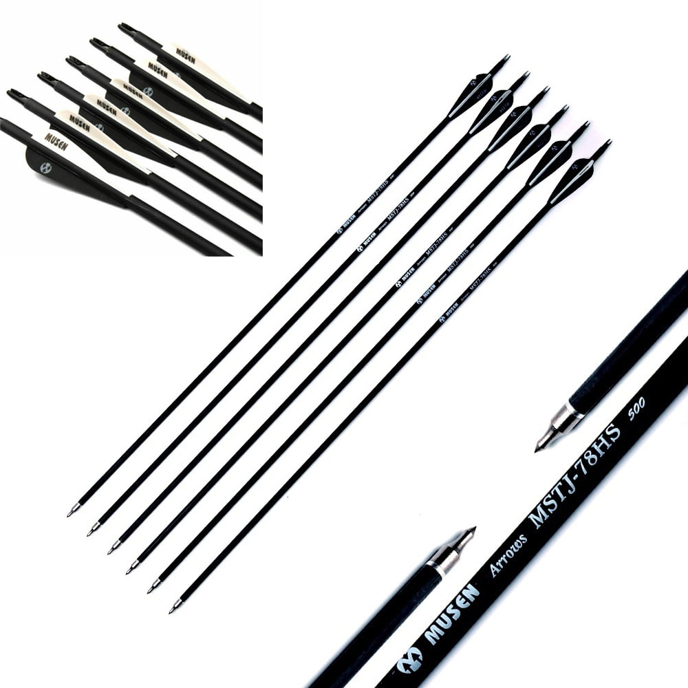 12X 32'' Archery Hunting Carbon Arrows Spine 550 With Black Quivers for Recurve