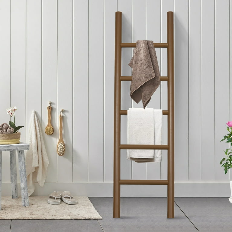 Dextrus Rustic 5ft Blanket Ladder Farmhouse Wall Leaning Quilt Blanket Holder Brown Walmart