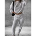 thumbnail image 4 of Womens 2 Piece Outfits Sweatsuit Oversized Sweatshirt Lounge Sets Baggy Sweatpants Fall Fashion with Pockets White M, 4 of 8