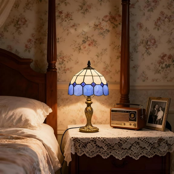 Tiffany-Style 8 Inch Table Lamp - Blue