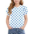 thumbnail image 3 of Mitankcoo Dot Print Tops for Girls Short Sleeve Round Neck T-Shirts Blouse Summer Casual Daily 4-15Y, 3 of 8