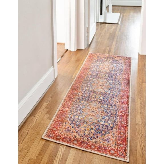 Unique Loom Timeless Collection Area Rug - James (2' 6" x 12' Runner Navy Blue/Gold)