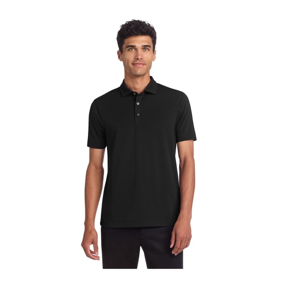 MERCER METTLE Unisex Stretch Jersey Polo | Short Sleeve Work Polo for Men & Women, Moisture Wicking Jersey Shirt - Deep Black L