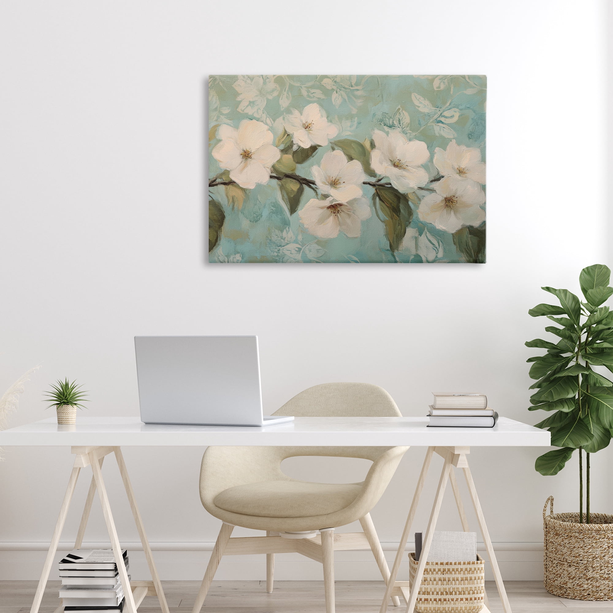 Stupell Industries Serene Flower Branch Blooms Canvas Wall Art, design by Petal Prints Design