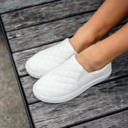 Womens Slip on Sneakers Platform Walking Shoes Casual Loafers White US 6