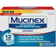 Angle View: Mucinex Maximum Strength 12-Hour Chest Congestion Expectorant Tablets, 42 Count (Pack of 2)