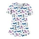 thumbnail image 2 of Blusa médica con cuello en V, cómoda y con estampado de animales lindos, ropa de trabajo multiusos para enfermeras Flor blanca, 2 of 9