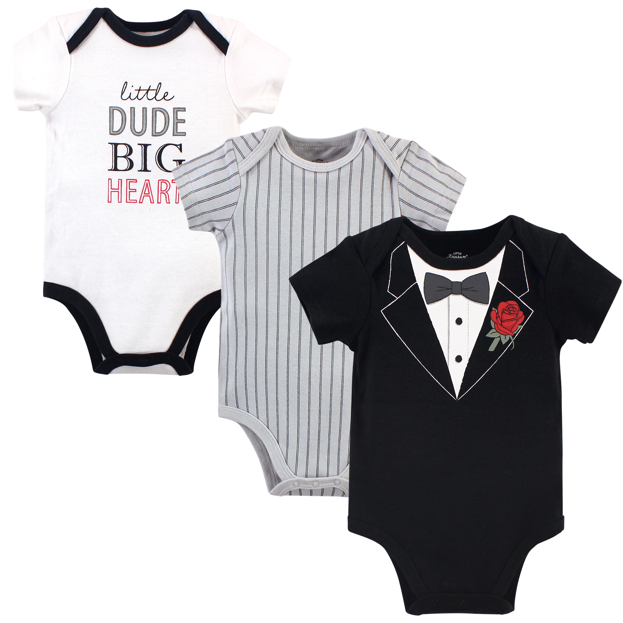 Little Treasures Little Treasure Baby Boy Short Sleeve Bodysuits, 3
