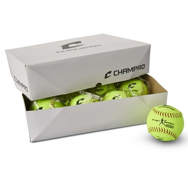 Champro 11 Inch Slow Pitch Practice Softballs - 12 Pack With Flat Seams & Durahide Cover