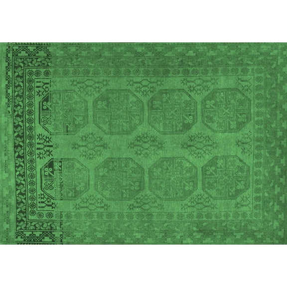 Ahgly Company Indoor Rectangle Persian Emerald Green Traditional Area Rugs, 5' x 7'