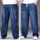 thumbnail image 3 of Ceisia Men's Trendy Plus Size Gift Elastic Drawstring Waist Loose Wide Leg Straight Jeans with Pockets, 3 of 9