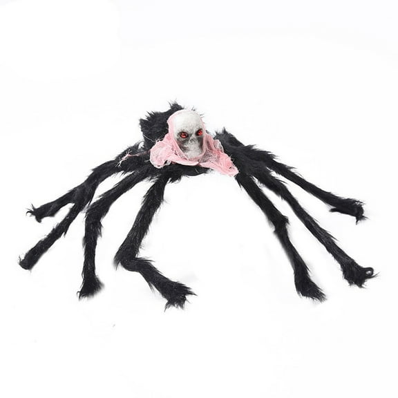 LSLJS Halloween Decorations Giant Spider with Skeleton Head 75cm Foldable Hairy Simulation Skull Big Spider Special Plush Spider Ornament for Halloween Birthday Party Outdoor Yard Garden