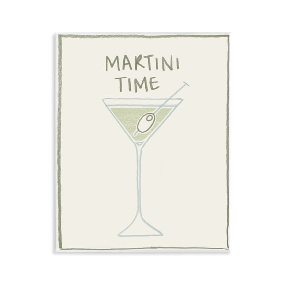 Stupell Industries Minimal Martini Time Food & Beverage Painting Unframed Art Print Wall Art, 11 x 14