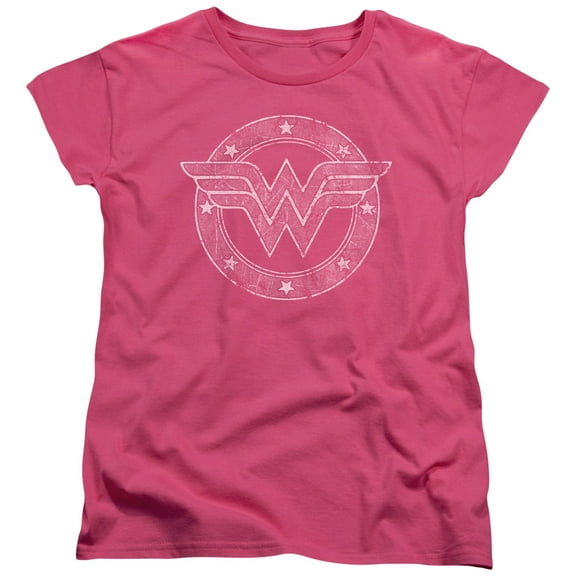 DC Comics Tattered Emblem S/S Women's T-Shirt Hot Pink