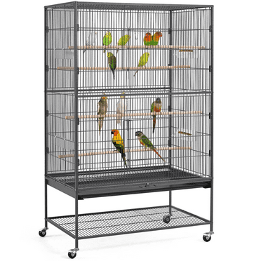 Yaheetech 60.5'' H Extra-Large Iron Parrot Cage w/ Stand,Black