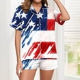 thumbnail image 2 of Fewfanhot Women's AmericanFlag Print Pajamas Set, 2 Piece Button Down Short Sleeve Top and Shorts Loungewear, Soft Breathable Sleepwear for Women, 2 of 7