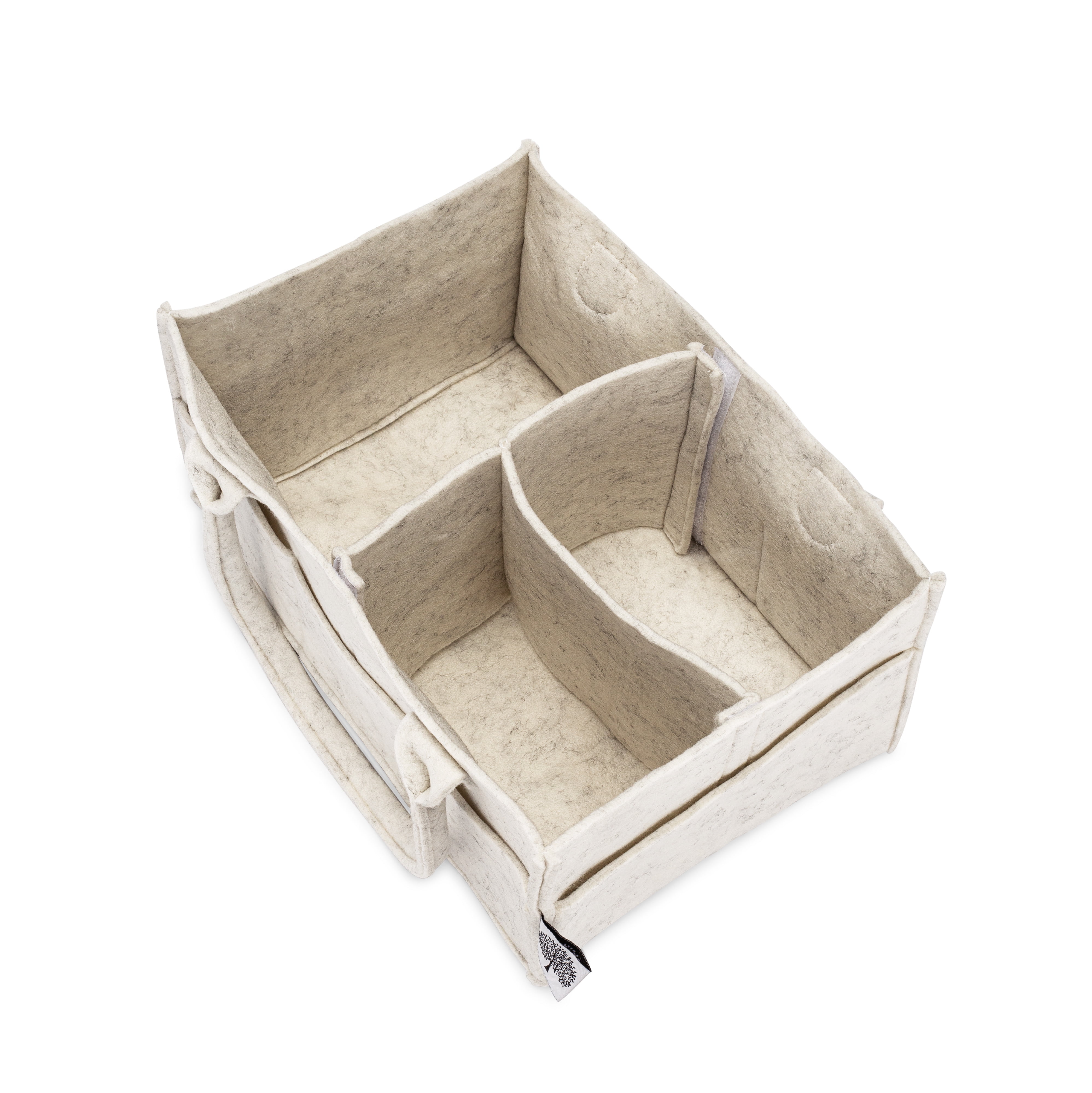 Parker Baby Co. Felt Diaper Caddy - Regular Nursery Organizer with Removable Dividers - Gray