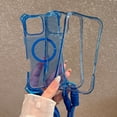 thumbnail image 6 of Magnetic Case for iPhone 13, Clear Back Case Shockproof Enhanced Corners Drop Protective Phone Cover with Detachable Lanyard and Wrist Hand Strap, Compatible with Mag-Safe, Blue, 6 of 10