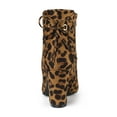thumbnail image 2 of BLISSFUL STEP Women's Ankle Boots Block Heel Zipper Lace Up Boots Leopard 10, 2 of 7