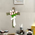 thumbnail image 2 of XDDST Easter Front Door Cross Wreath Bouquet Garland with Tulip for Front Door Decor Flower Link Day Decorations for Easter Holiday Home Wall Decor, 2 of 5