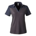 thumbnail image 4 of CORE365 CE112CW Women's Fusion ChromaSoft™ Colorblock Polo-Carbon/ Classic Navy Heather-M, 4 of 6