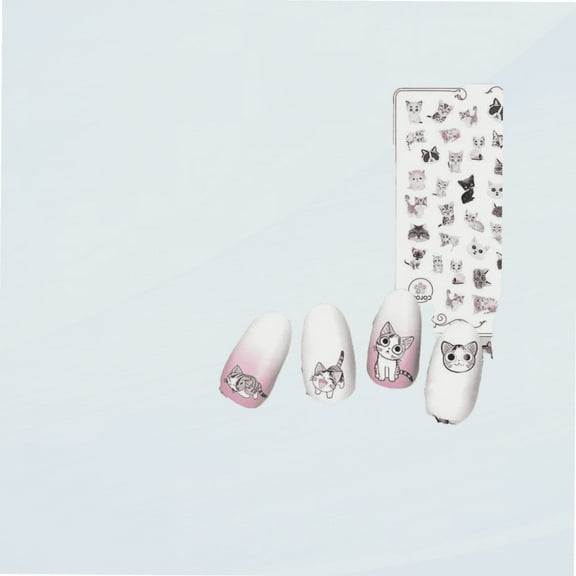 6 Sheets Cute Cat Nail Art Stickers Cartoon Nail Decals 3D Nail Art Supplies Self-Adhesive Cat Cartoon Designer Nail Stickers Manicure Tips Acrylic Nails Decoration Accessories for Women Kids Girls