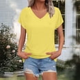 thumbnail image 3 of Posijego Women's Tops Summer V Neck Short Sleeve Plain Basic Tee Shirts Womens Casual Soft Comfort Vacation T-Shirt Clothes, 3 of 7