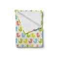 thumbnail image 2 of Rubber Duck Soft Flannel Fleece Throw Blanket, Colorful Ducklings Baby Animals Theme Pastel Girls Boys Newborn, Cozy Plush for Indoor and Outdoor Use, 50" x 60", Yellow Green, by Ambesonne, 2 of 6