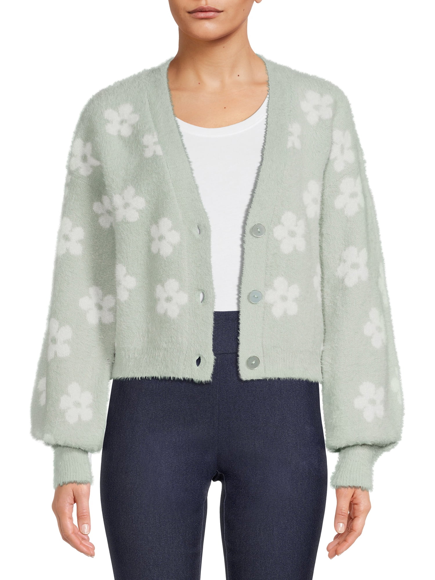 No Boundaries Juniors' Cropped Open Front Cardigan