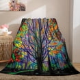 thumbnail image 2 of Autumn Forest Blanket Fall Tree Mystic Foggy for Kids Girls Men Husband Wife Orange Leaves Nature Scenery Room Decor Birthday Soft Plush Throw 50"x60", 2 of 6