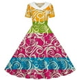 thumbnail image 4 of EGNMCR Robe à Manches Courtes Col Rabattu Robe Extensible à Manches Courtes pour Filles Robe Évasée Patineuse pour Récital Scolaire Robe à Manches Courtes Col Rabattu Robe en Polyester pour Filles, 4 of 6