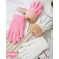 thumbnail image 4 of 2 Pairs Kids Fleece Lined Gloves Winter Thick Warm Thermal Cable Knit Gloves for 6-10 Years Boys Girls, 4 of 6