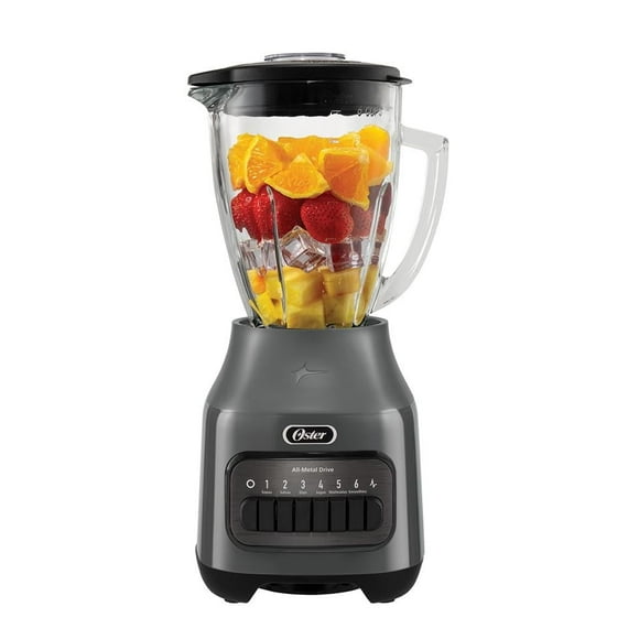 Licuadora Oster con Vaso de Vidrio y 6 Velocidades más Pulso Gris