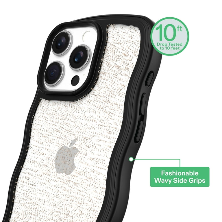 Onn Wavy Grip Phone Case for iPhone 16 Pro Max - Black/Gold Glitter Onn Wavy Grip Phone Case for iPhone 16 Pro Max - Black/Gold Glitter
