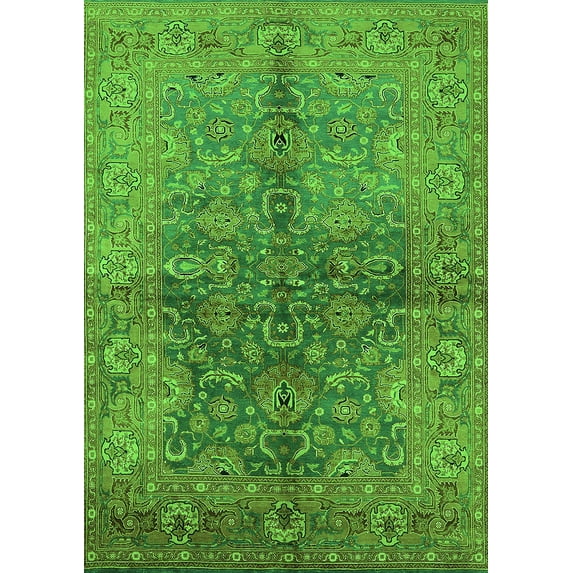 Ahgly Company Indoor Rectangle Oriental Green Industrial Area Rugs, 6' x 9'