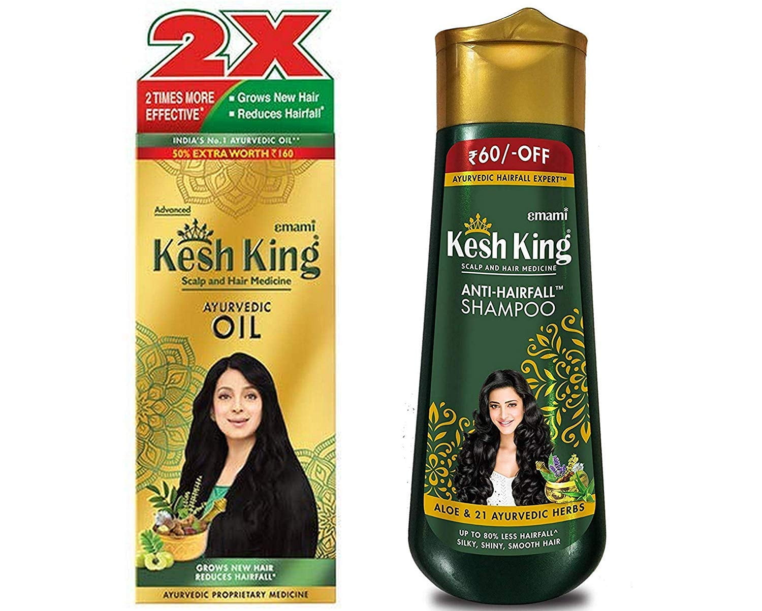 Kesh King Ayurvedic Scalp and Hair Oil, 300ml & Anti Hairfall Shampoo,  340ml Combo 